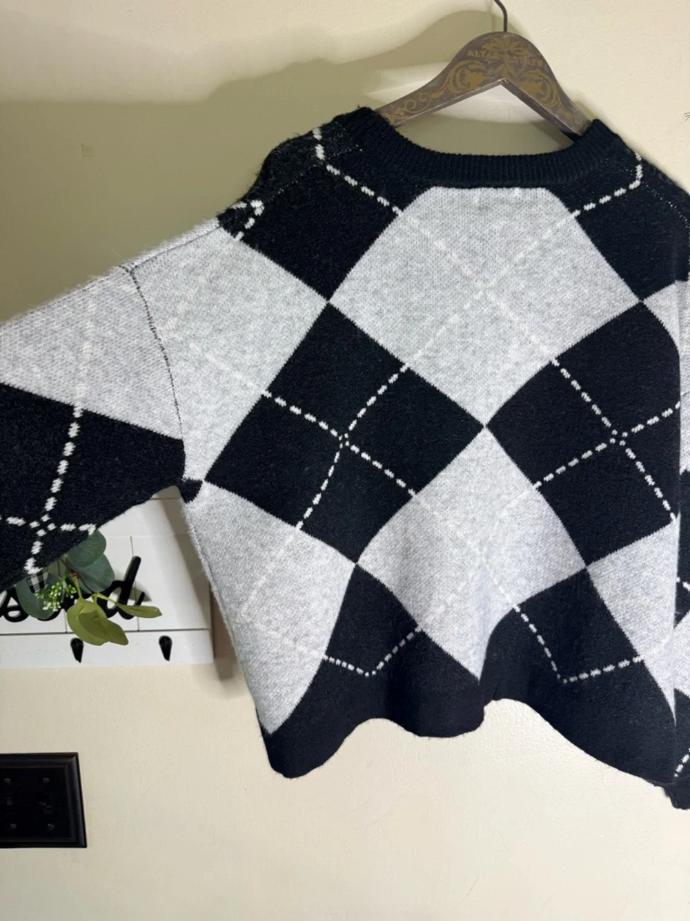 Song of Style Black & Gray Argyle Button Cardigan - Picture 8 of 9